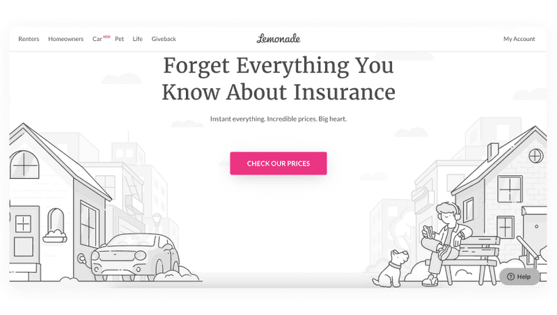 Insurance website design Lemonade