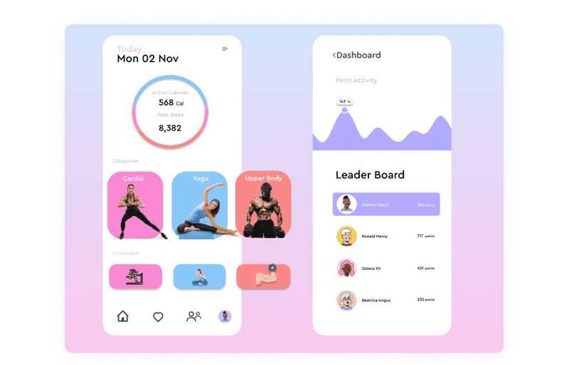 Workout tracking App design example