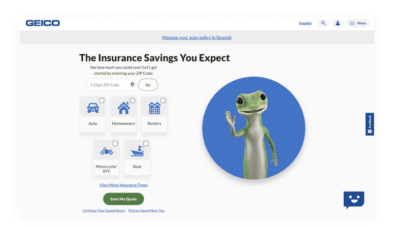 Insurance website design Geico