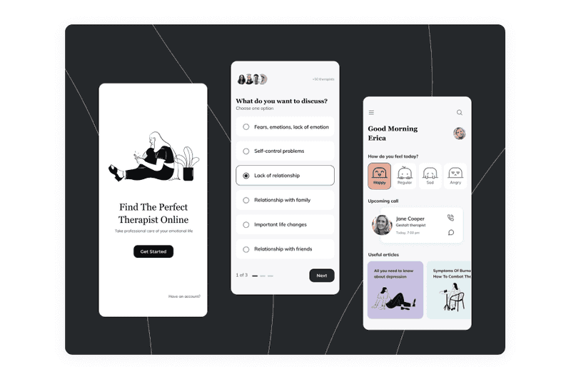 UI/UX for Online Appointment App to a Psychotherapist Shot