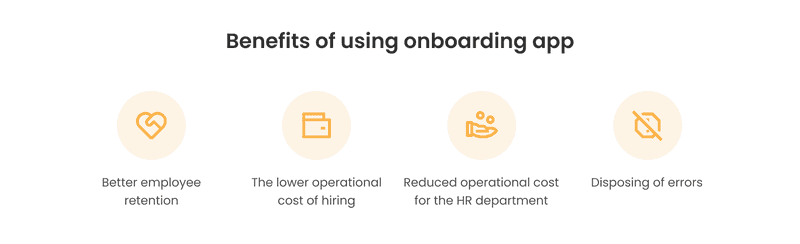 Infographics with benefits of onboarding app