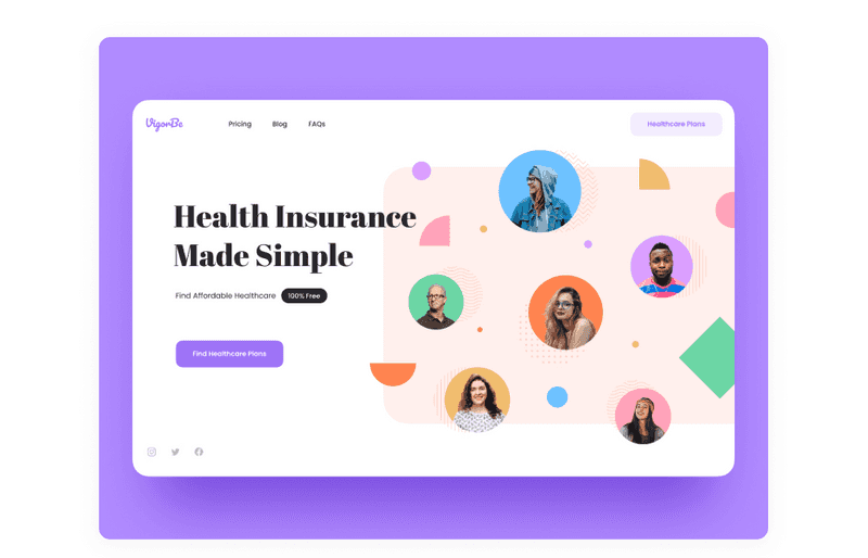 Health Insurance. Landing Page shot