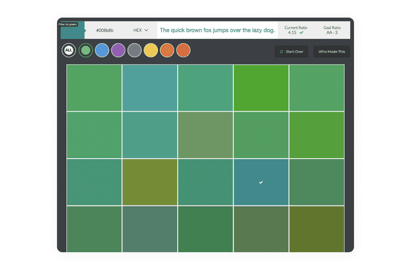 Accessibility design tool screen