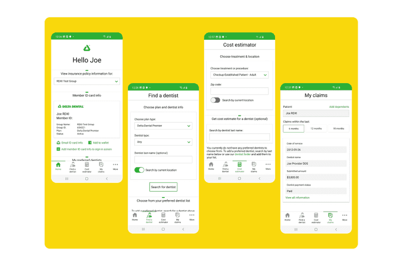 Healthcare app design screens