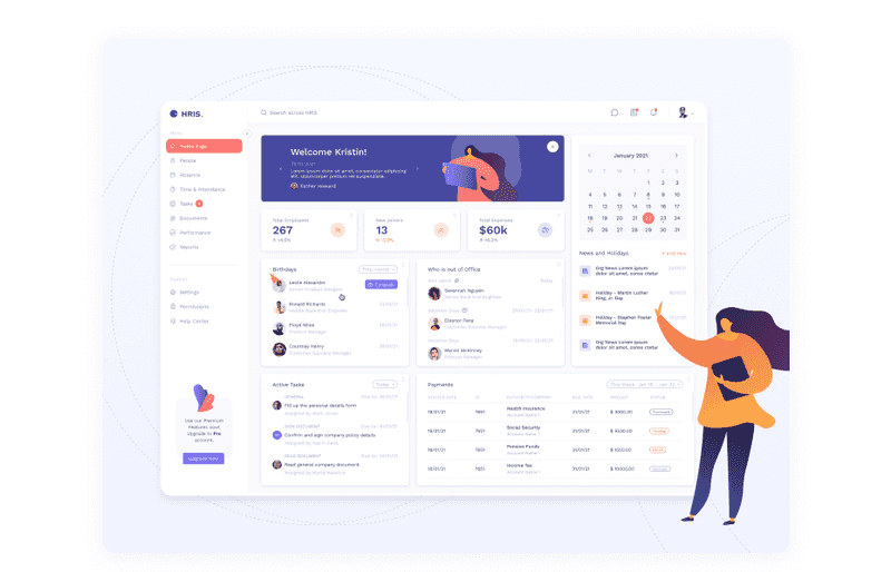 HRIS Home Page/Dashboard Design shot