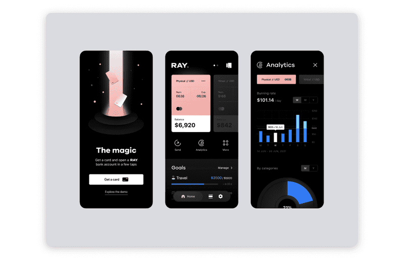 Screens from Ray App