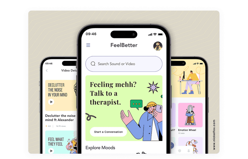 A shot with a fresh design for an Mental Health Mobile Application 