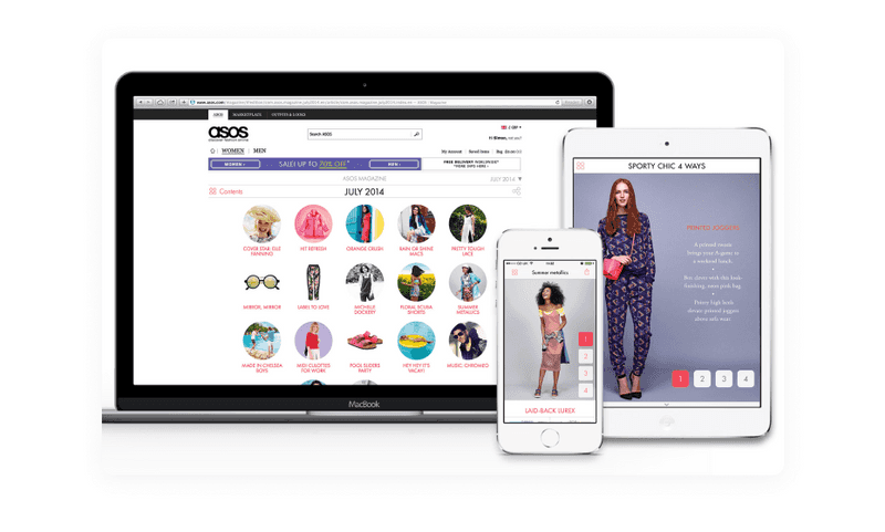 Asos screens from website and app