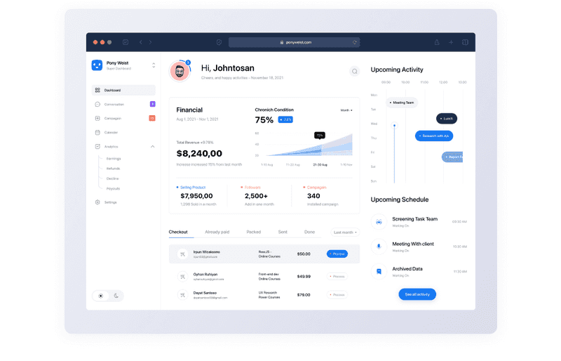 Ponyweist - Customer Relationship Management Dashboard shot