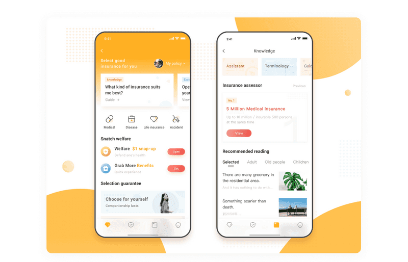 Insurance mobile app example