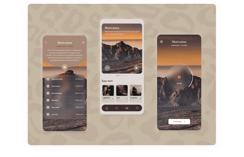 Meditation and Breathing App screens